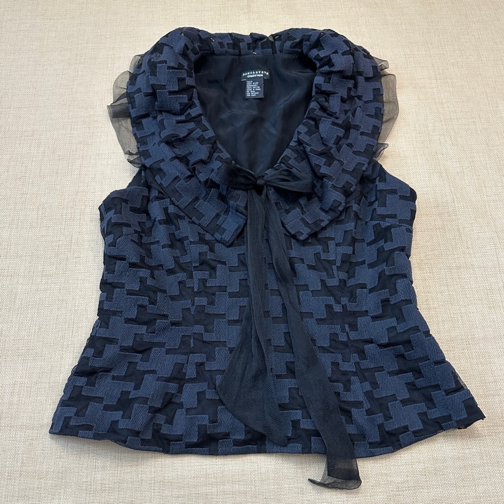 Doncaster Tulle & Cotton Black & Charcoal Sleeveless Blouse